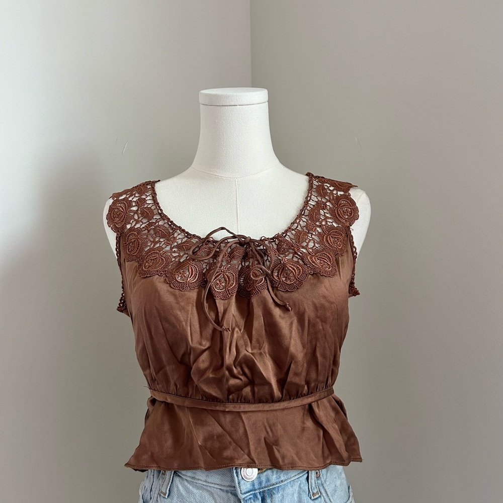 Miguelina Chocolate Brown Lace Top